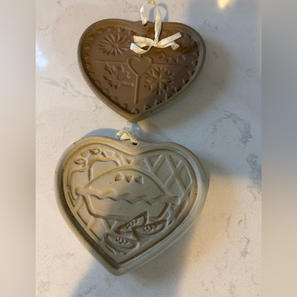 Pampered Chef Stoneware Cookie Mold Set Seasons Of The Heart 97, Welcome Home 98